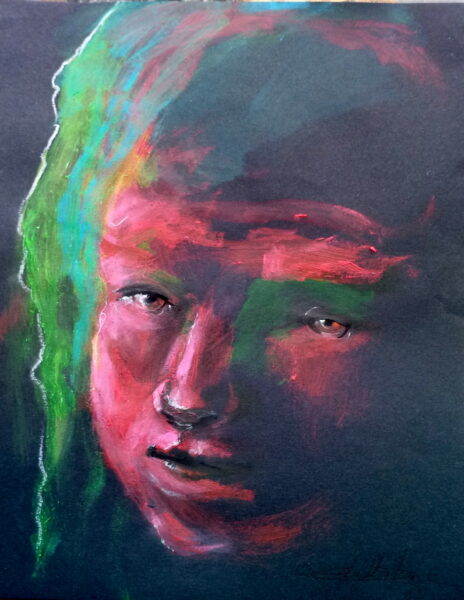 Portrait en rose et vert n°1