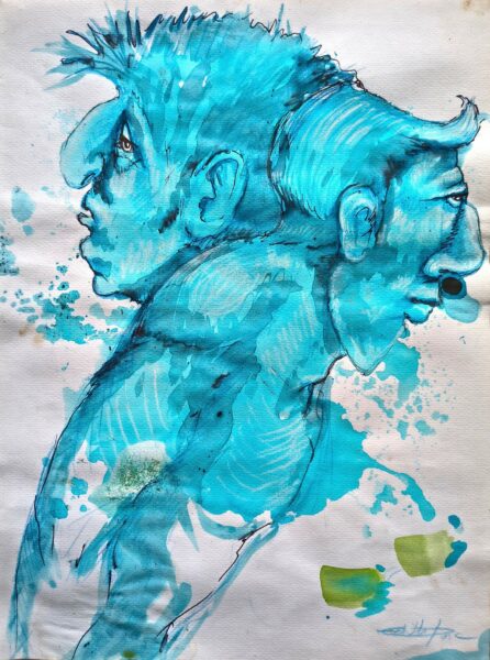 Deux personnages surgissent de l&rsquo;encre n°0